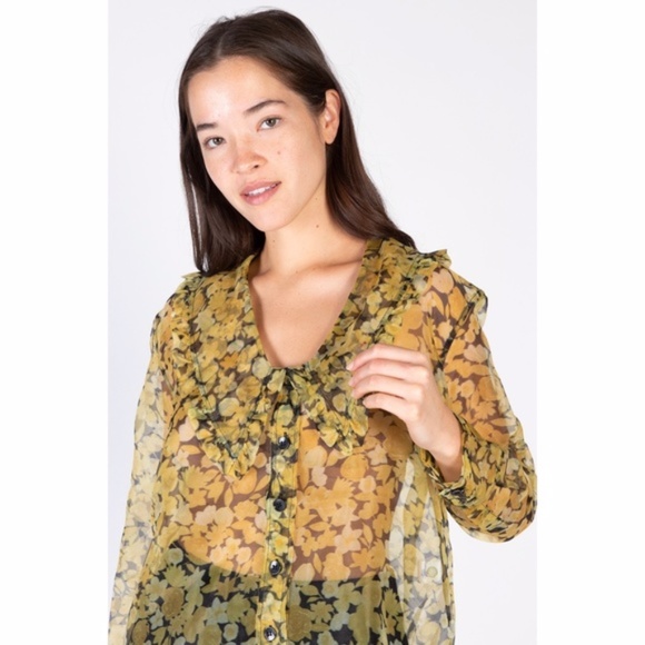 NEW Ganni Organza Shirt Top Flan 34 - Picture 13 of 17